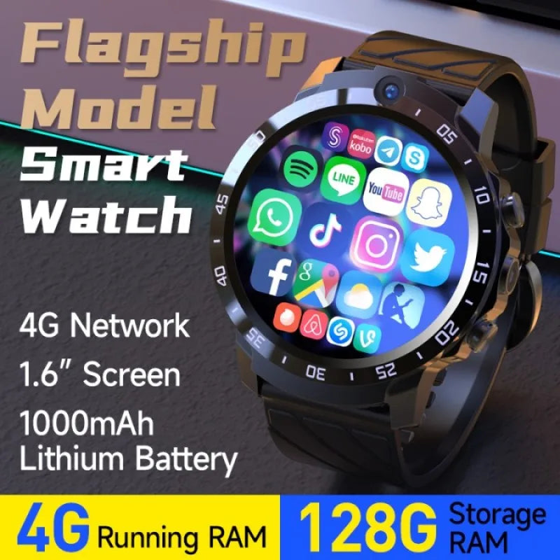 Smart Watch 4G LTE MT27 Schermo da 1.6 "Batteria da 1000 mAh Gioco multifunzione Smartwatch con doppia fotocamera Super Endurance da 128 GB