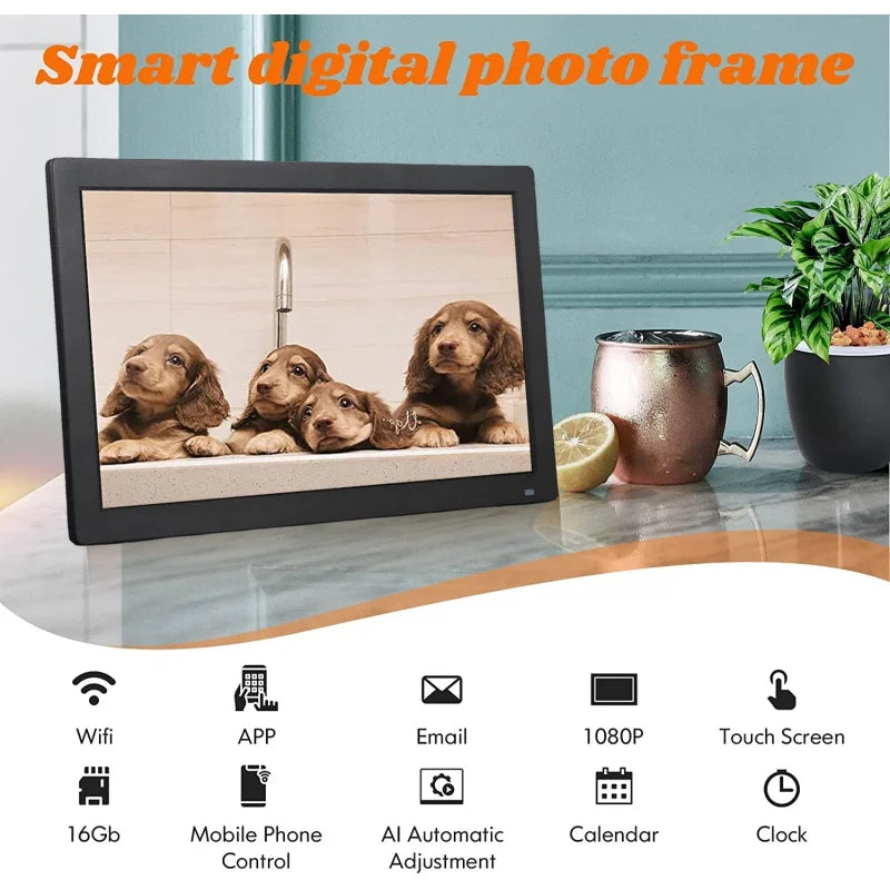 Wireless Display Quad Core Processor 24/7 Operation time 16GB Storage LCD Screen 18.5 Inch Wifi Digital Photo Frame with Cms App