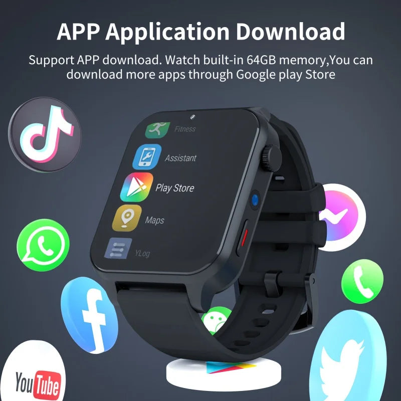 New 4G LTE Android 9.0 Smart Watch 4GB 64GB  GPS 1.99" Screen Dual Camera Google Play SIM Card Sports Smartwatch