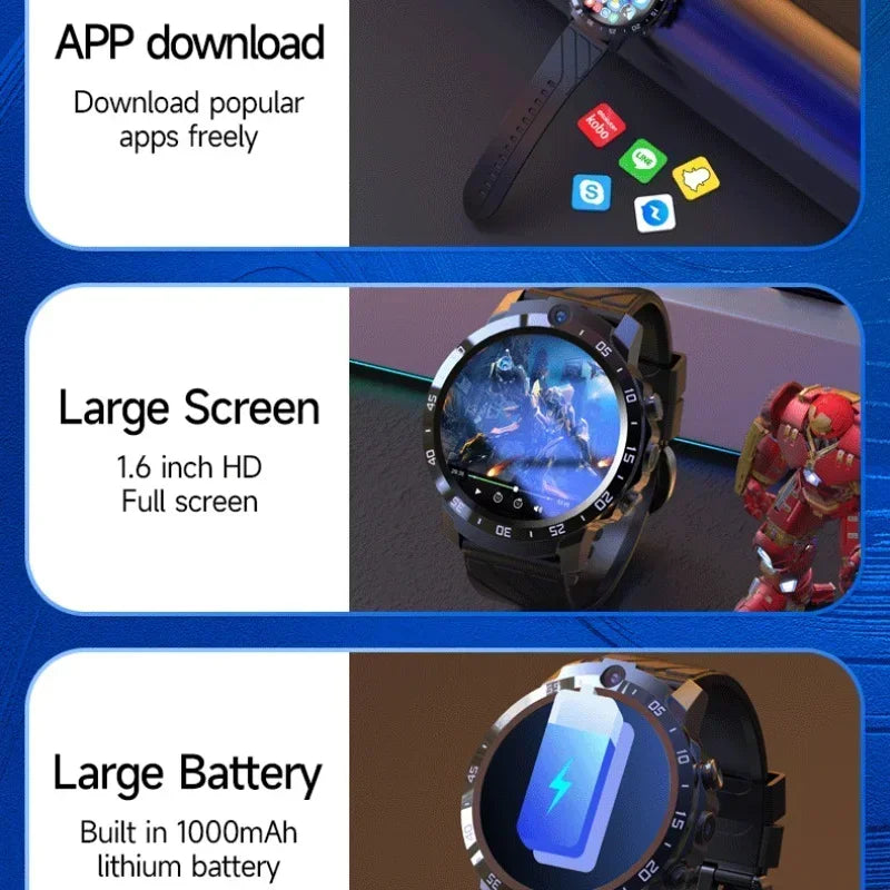 4G LTE MT27 Smart Watch  1.6 " Screen 1000mAh Battery  Multi-Function Game 128gb Super Endurance Dual Camera Smartwatch