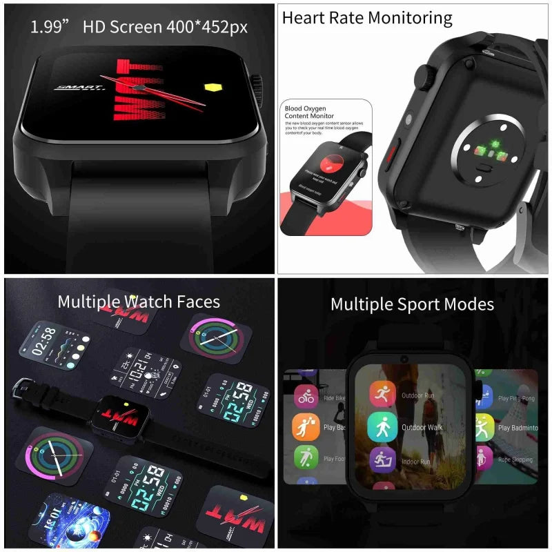 New 4G LTE Android 9.0 Smart Watch 4GB 64GB  GPS 1.99" Screen Dual Camera Google Play SIM Card Sports Smartwatch