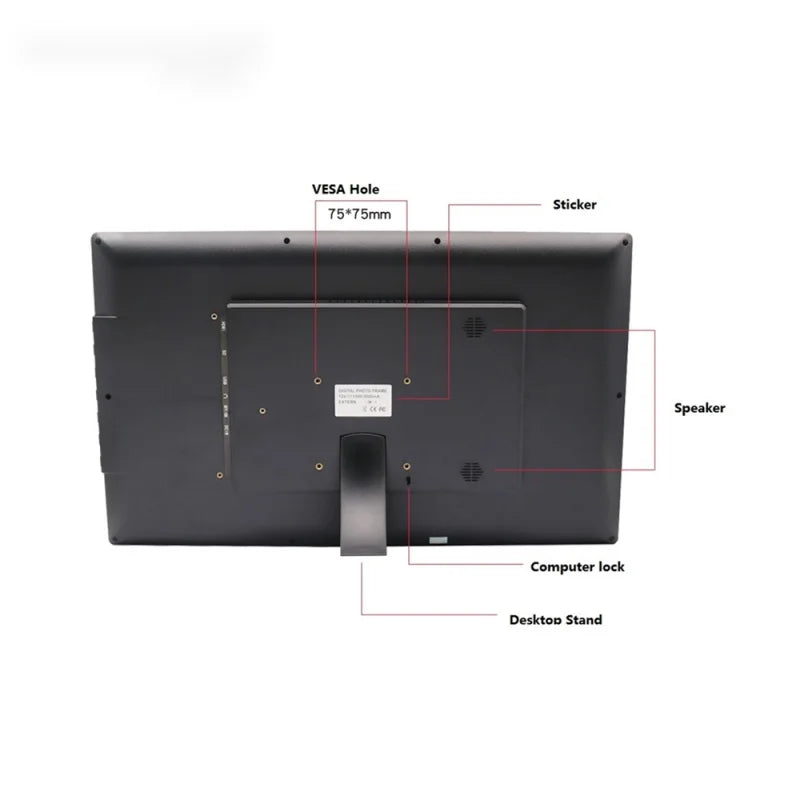 Display wireless Processore Quad Core Tempo di funzionamento 24 ore su 24, 7 giorni su 7 Memoria da 16 GB Schermo LCD Cornice per foto digitale Wifi da 18,5 pollici con app Cms