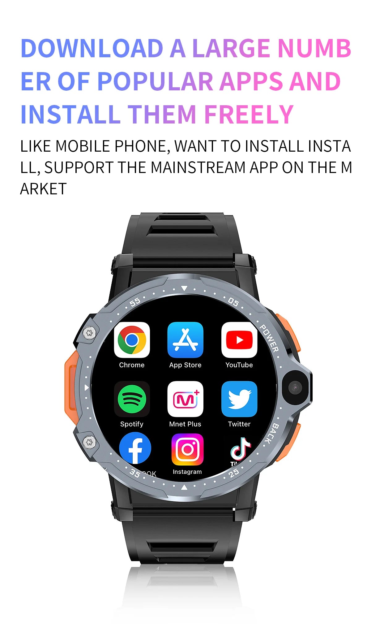 4G LTE GPS Android 8.1 SIM Smart watch Memoria da 64 GB Google Play Cardiofrequenzimetro Doppia fotocamera Smartwatch con navigazione satellitare